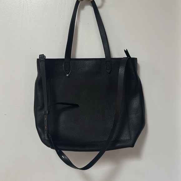 New Madewell Zip-Top Medium Transport Leather Tote Black - Picture 4 of 9